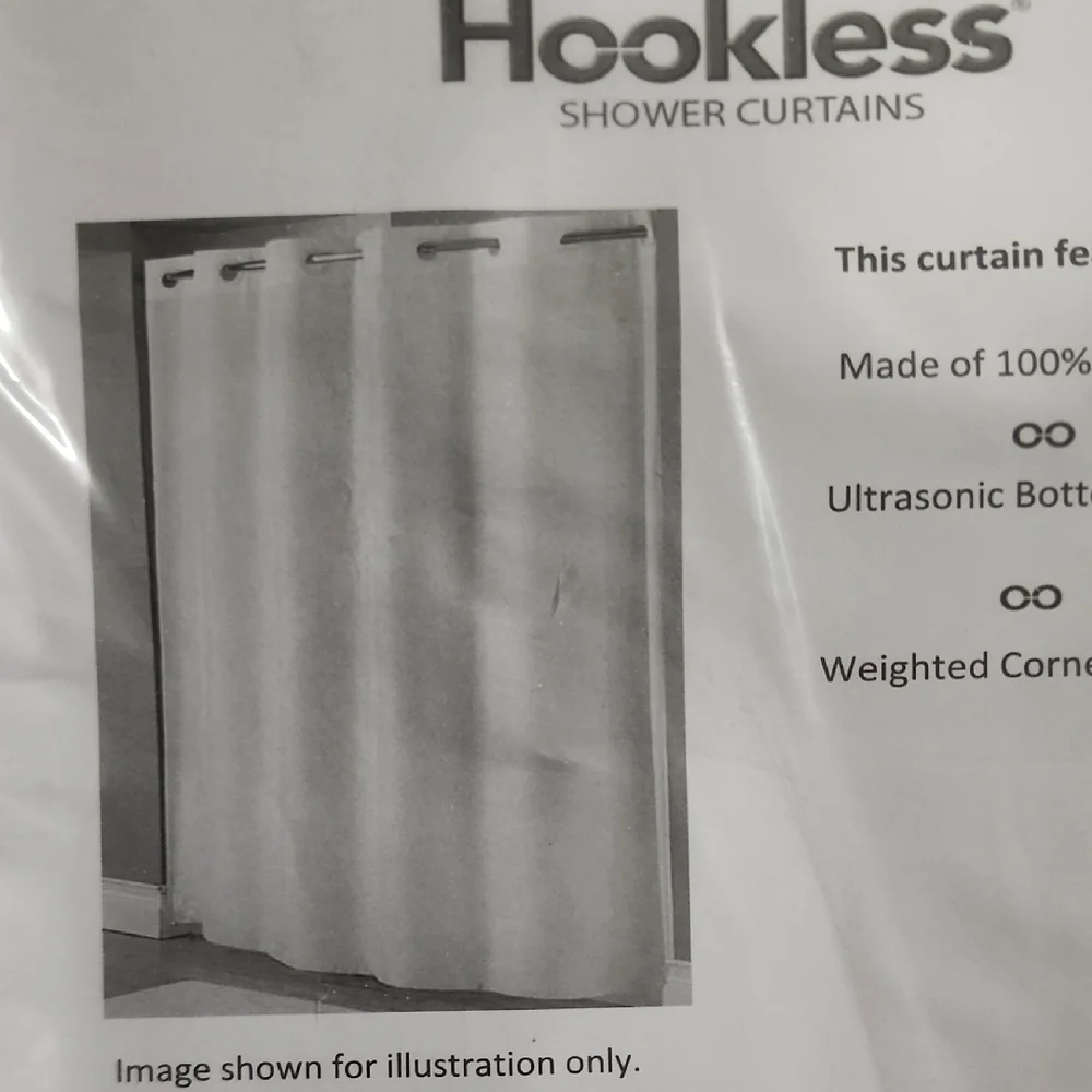 White Polyester Shower Curtain with Weighted Corner Magnets